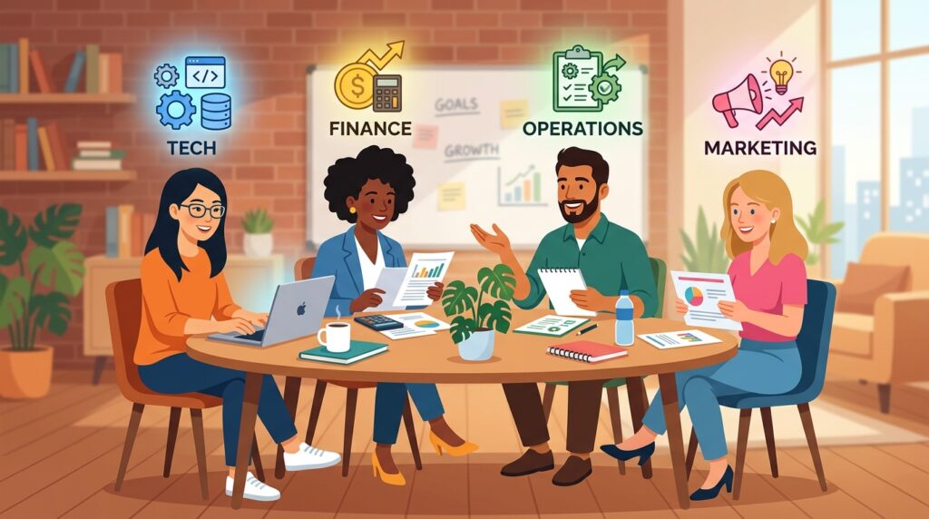 small business team setup and operations after entrepreneur creates a business plan