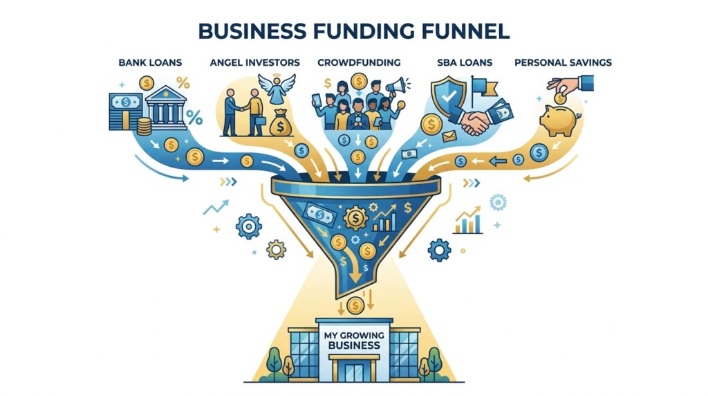 funding sources for entrepreneurs after creating a business plan including loans investors and crowdfunding