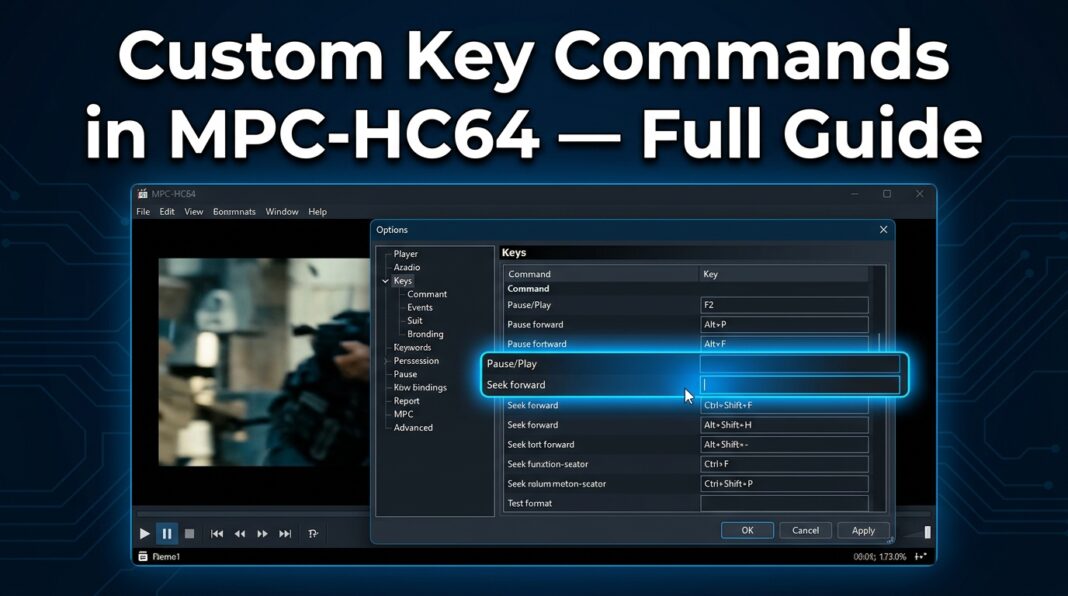 how to crteate a custom new command key in mpc-hc64.exe