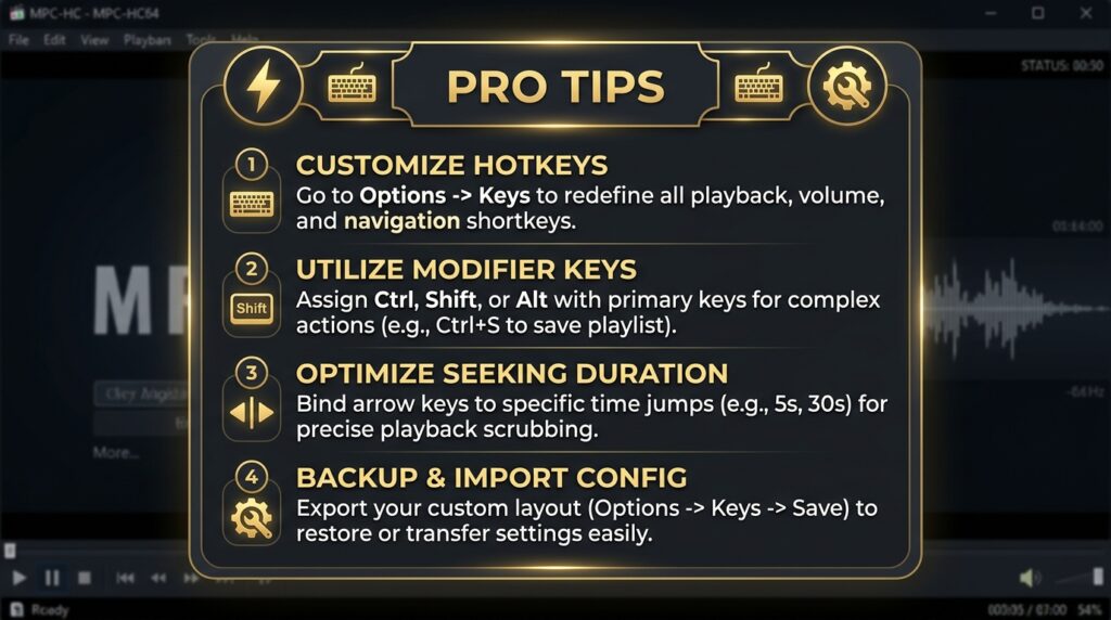 Expert tips for customizing MPC-HC64 keyboard shortcuts and key bindings — power user guide