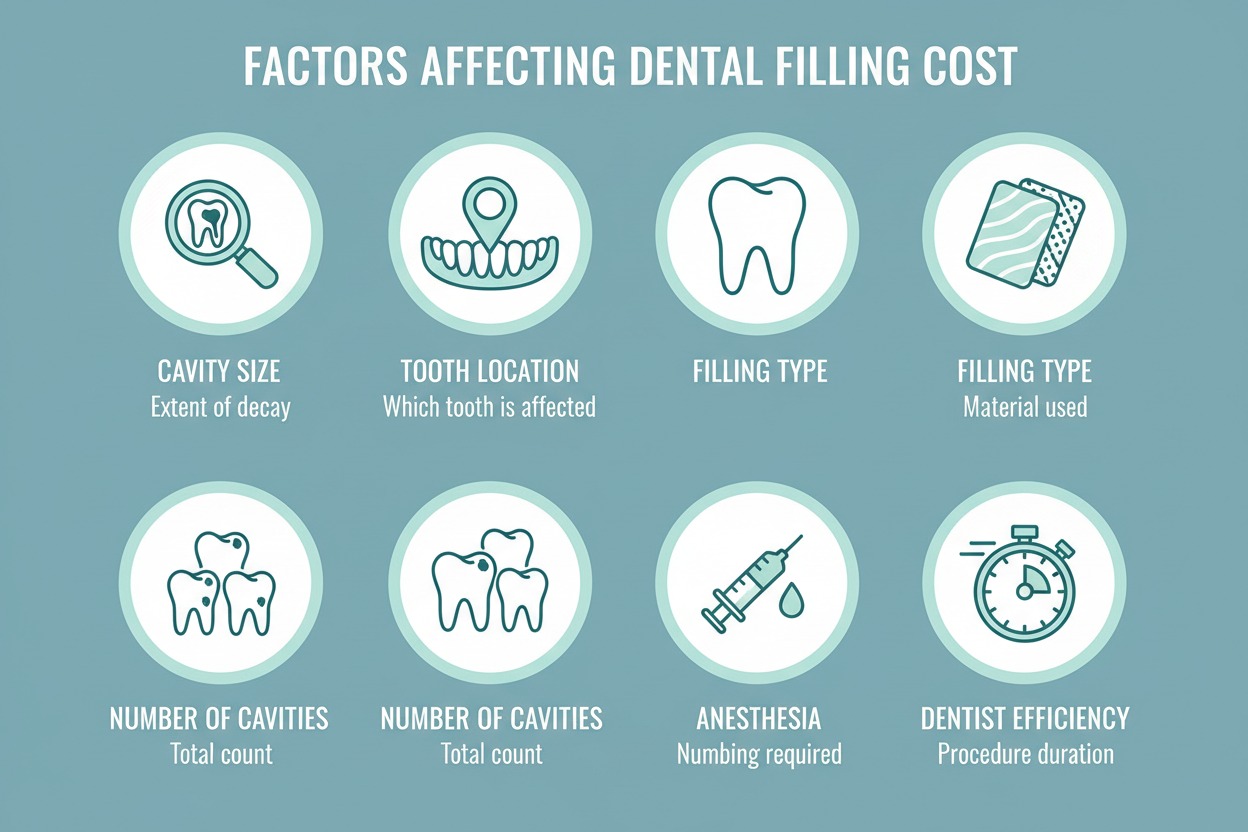 factors that affect how long it takes to fill a cavity infographic