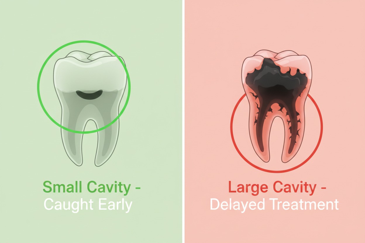 how long does it take to fill a small cavity compared to a large cavity