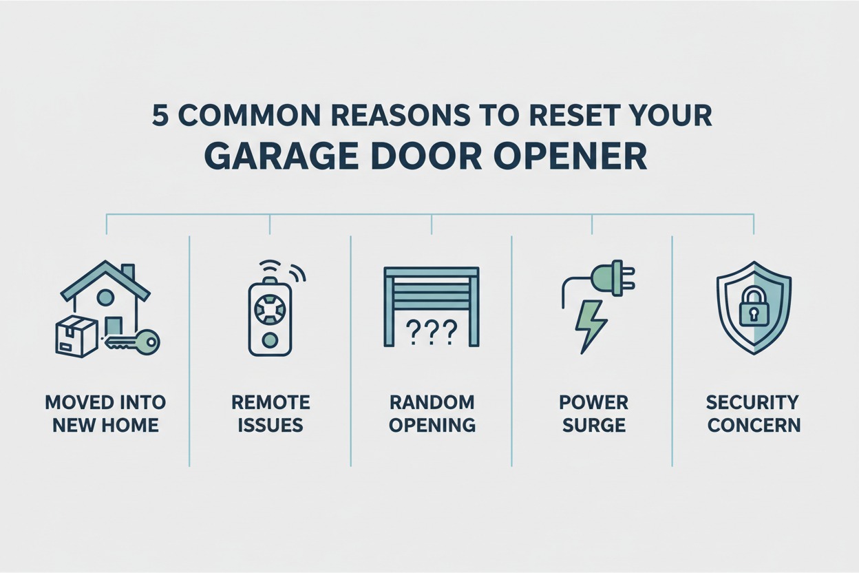 Common reasons to reset a garage door opener infographic