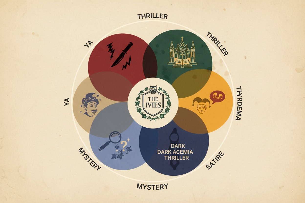 Genre chart for The Ivies by Alexa Donne showing YA thriller dark academia and mystery overlap