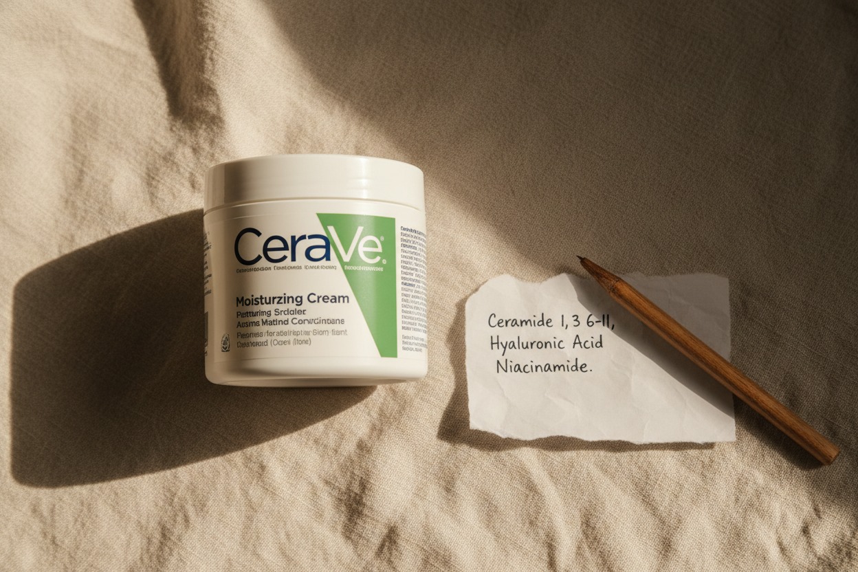 CeraVe Moisturizing Cream with ceramide ingredients list for skin barrier repair