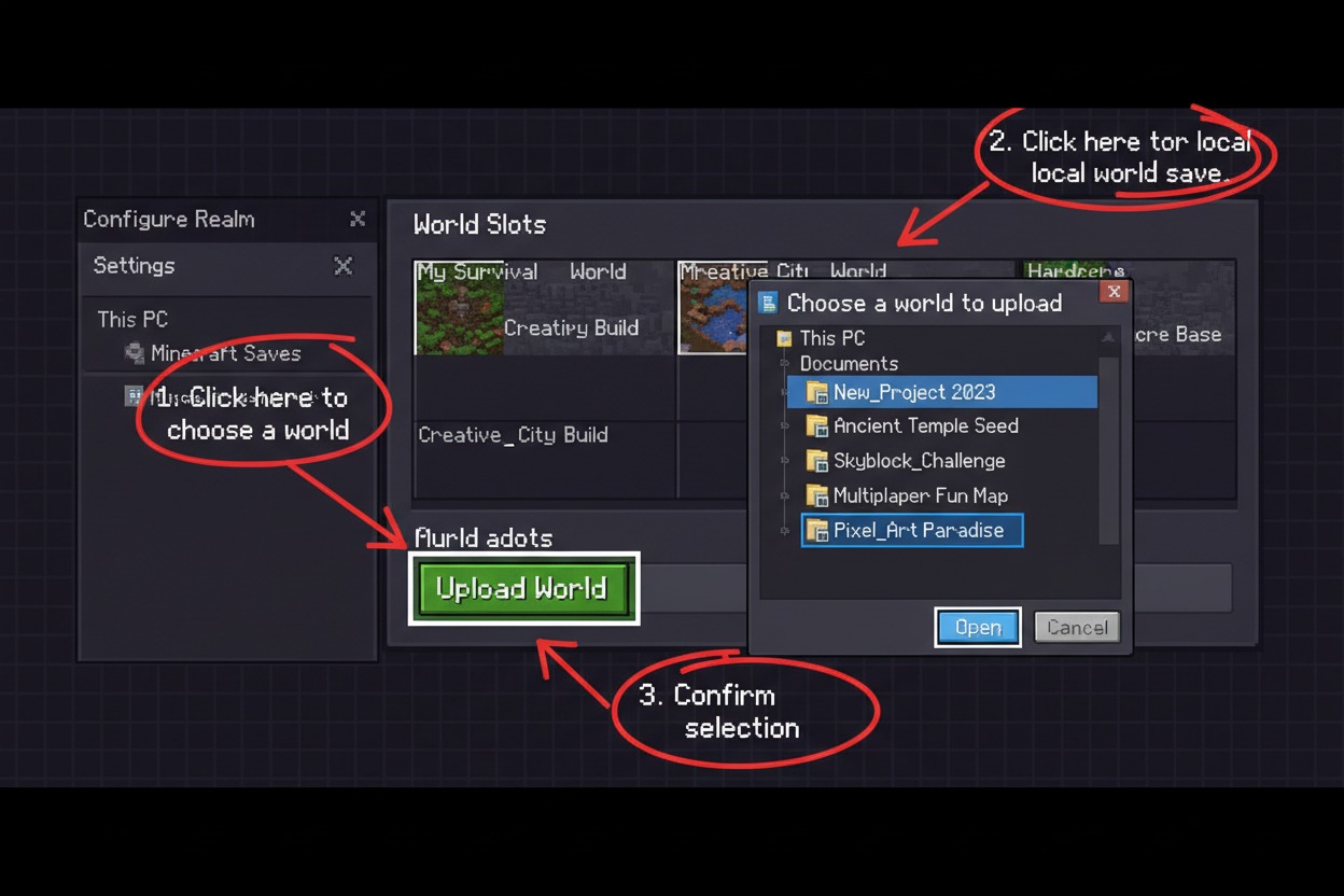 Uploading modified world with datapack back to Minecraft Java Realm — step 4