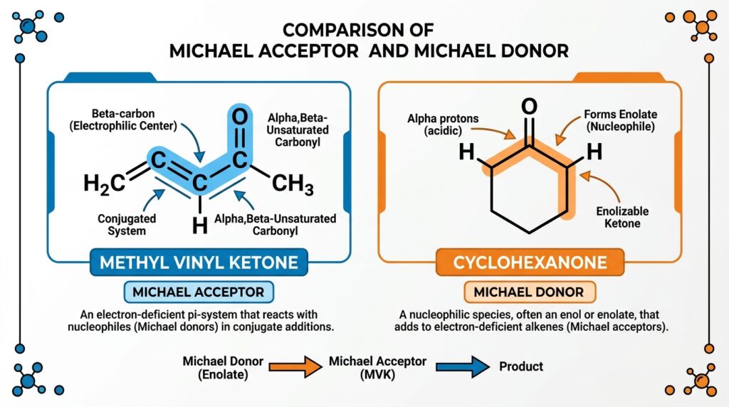 Two starting materials for robinson annulation: methyl vinyl ketone and cyclohexanone