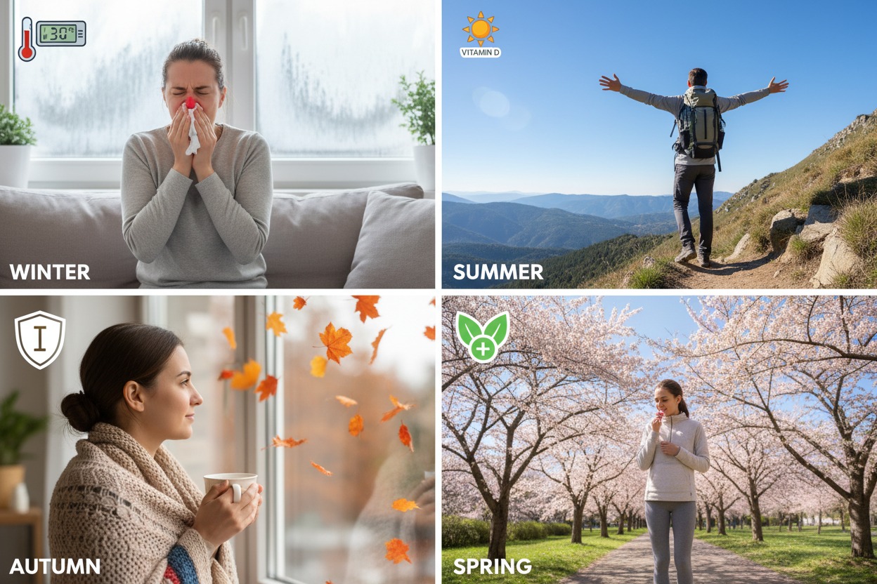 How changing seasons affect human health across all four seasons — immune system, energy, vitamin D