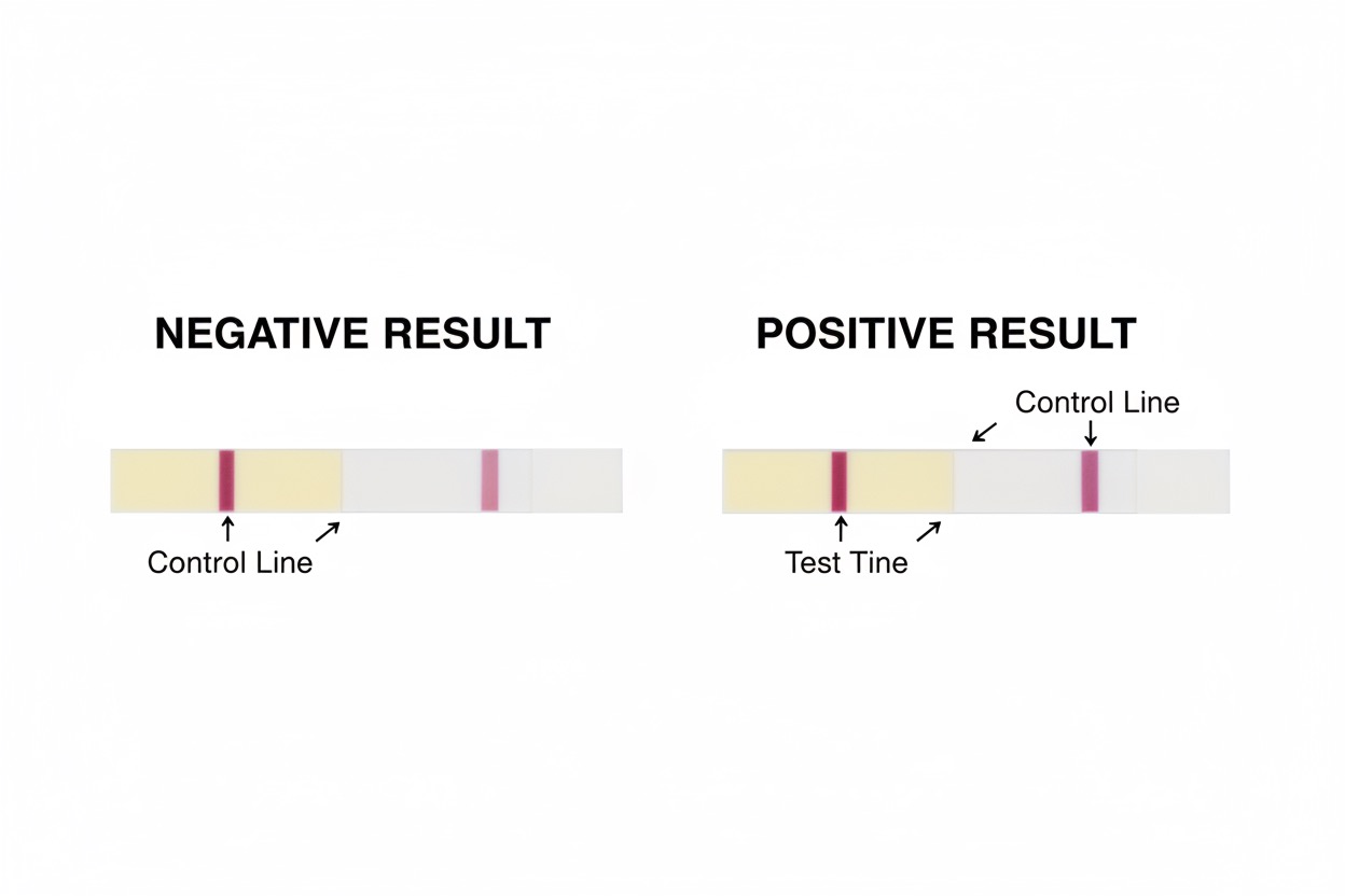 urine drug test strip for meth showing positive and negative results