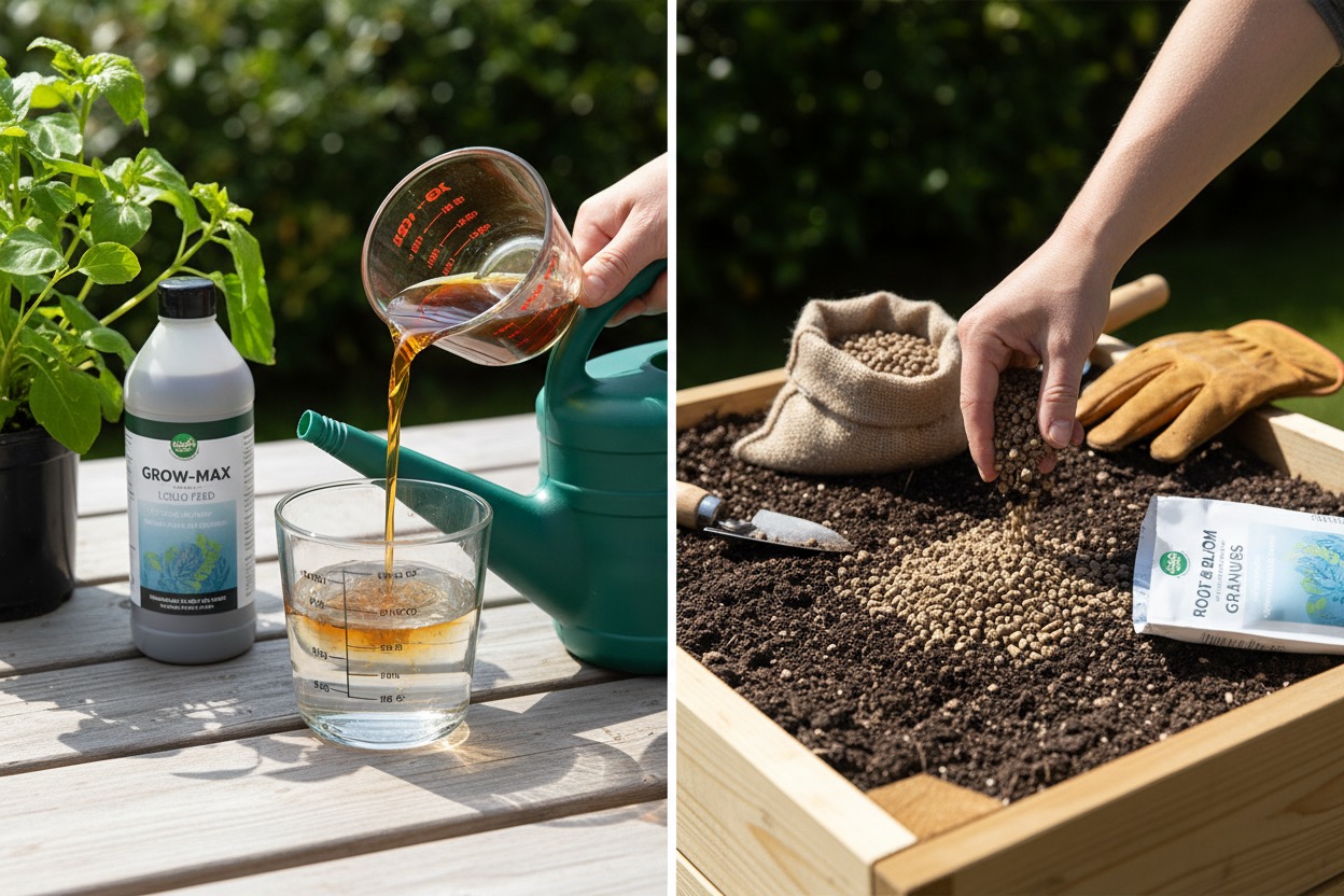 liquid versus granular fertilizer dosing comparison for plants