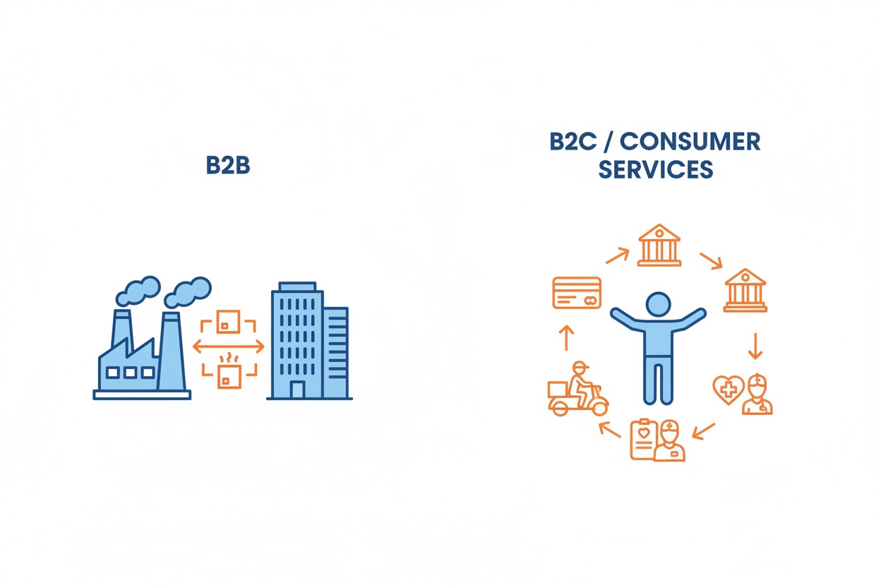 Consumer services industry explained — B2B vs B2C comparison chart