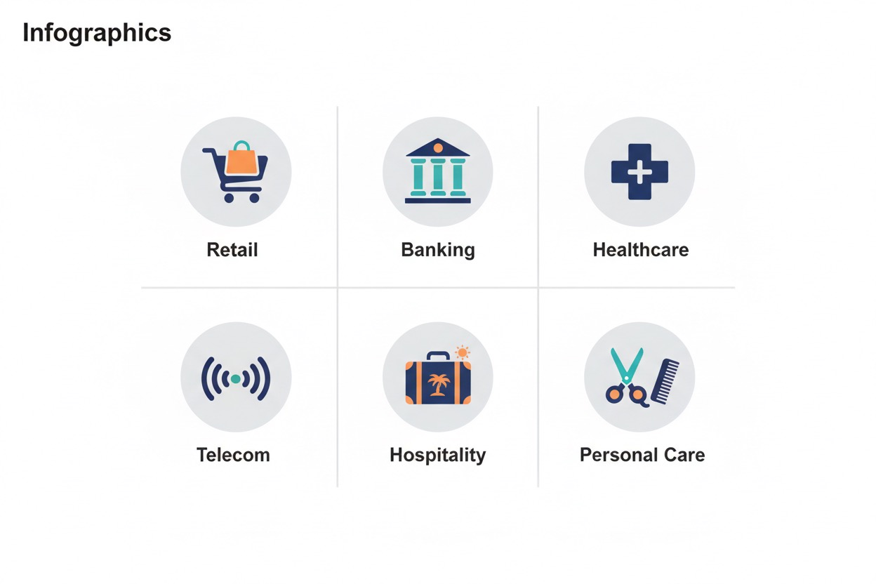 What companies are in the consumer services field — sector breakdown infographic
