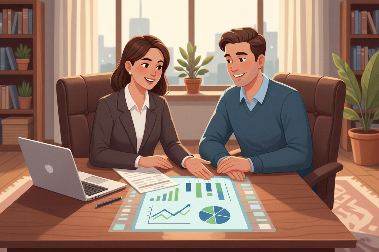 Financial advisor meeting with client — high paying consumer services job