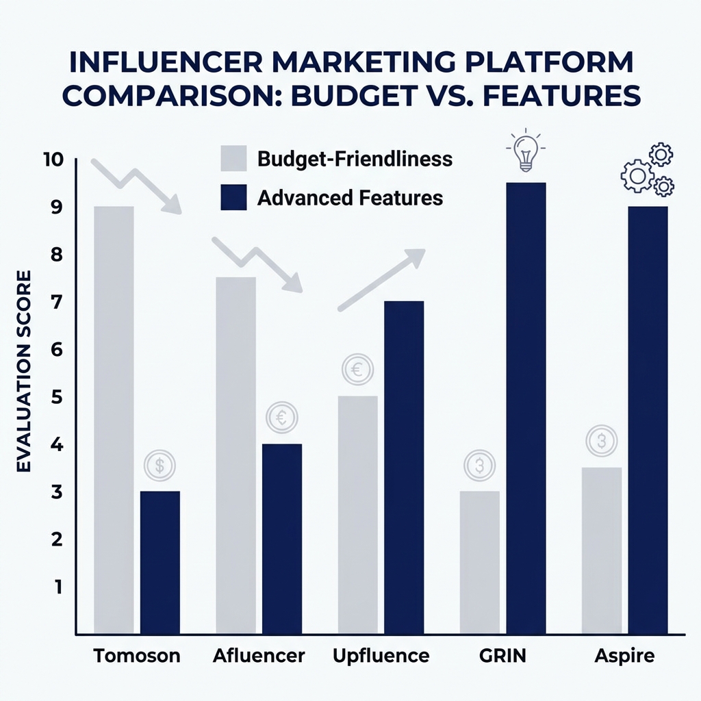 Comparison chart of influencer marketing platforms for small business