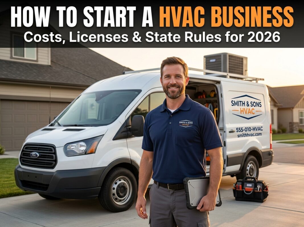 How to start a HVAC business guide with technician and service van