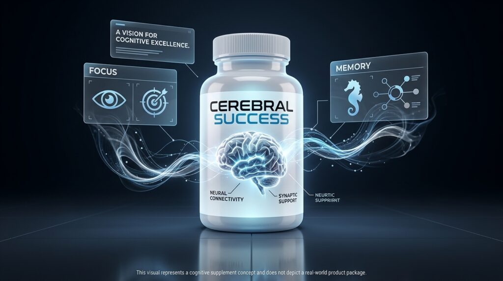 Cerebral Success brain supplement and cognitive health product concept