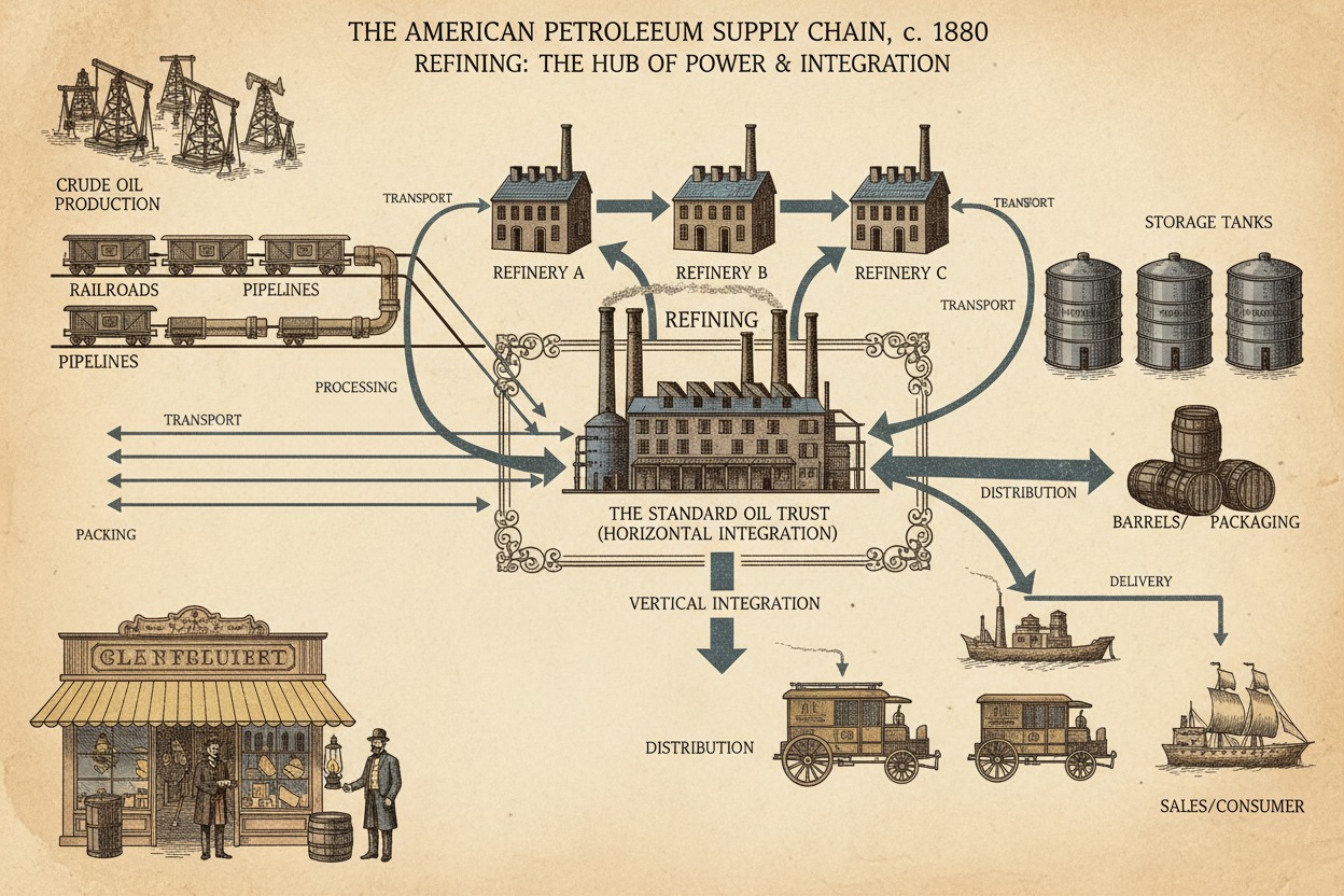 what was the core business that made standard oil a horizontally integrated monopoly?