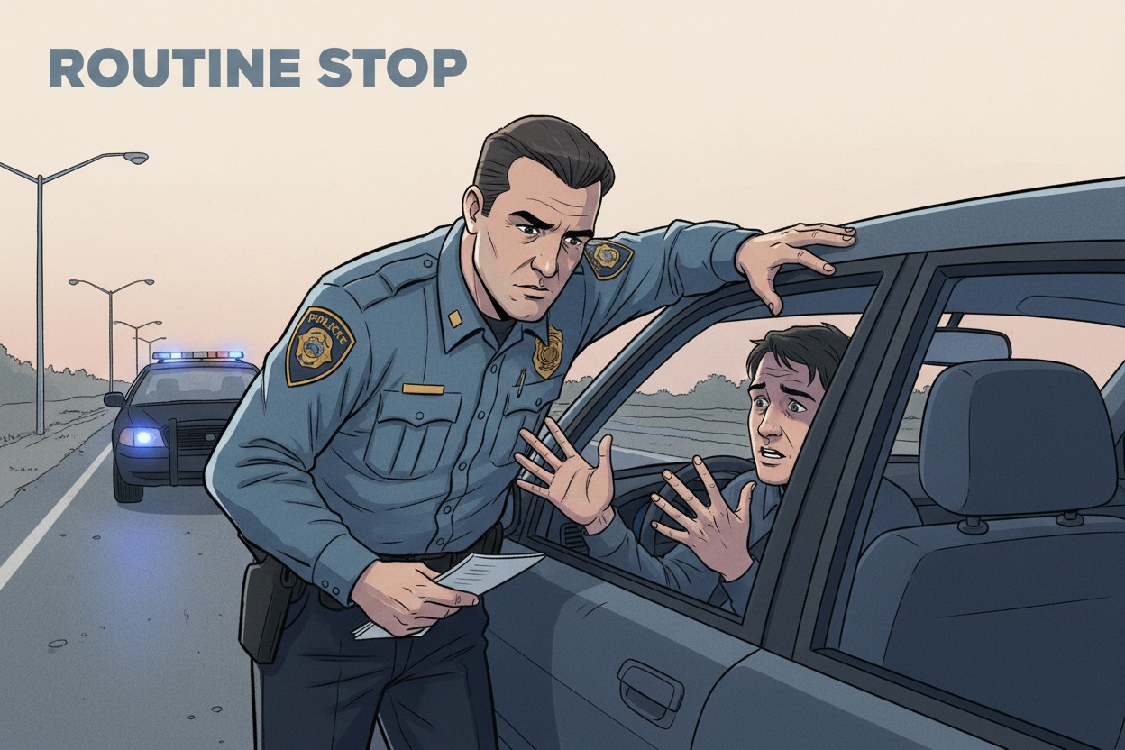 What does obstructing official business mean during a police stop illustration