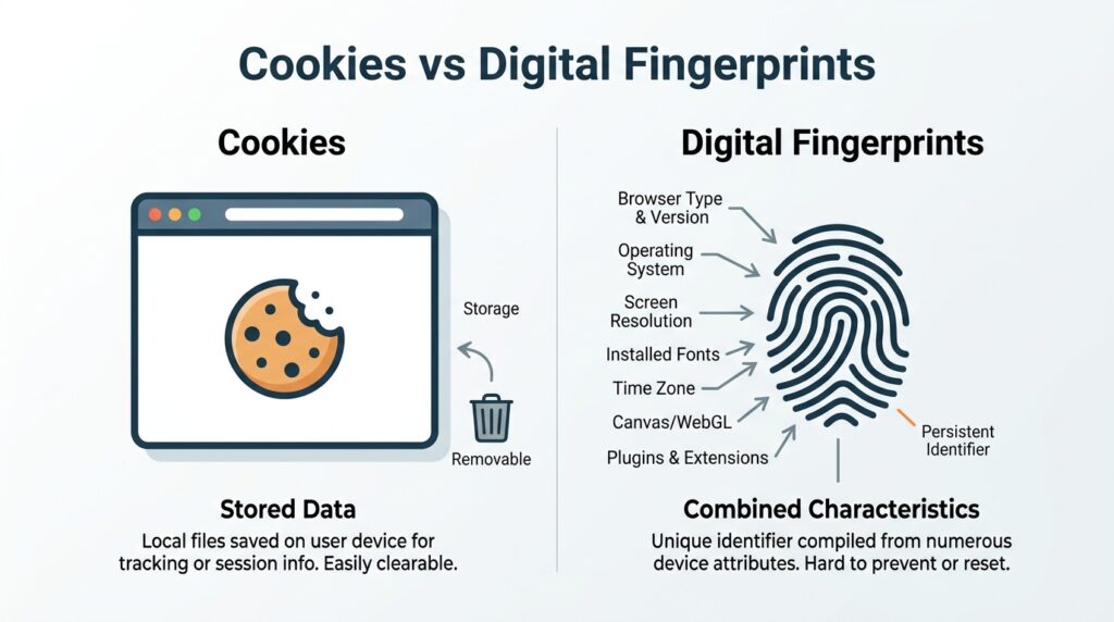 Cookies compared with digital fingerprints