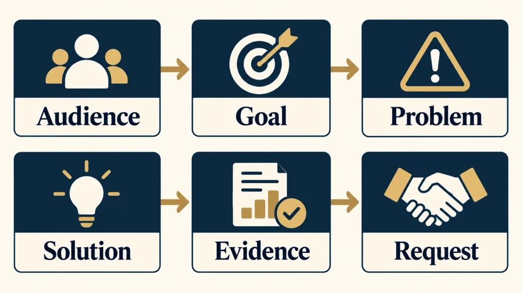 Six steps for writing a business pitch from audience to request