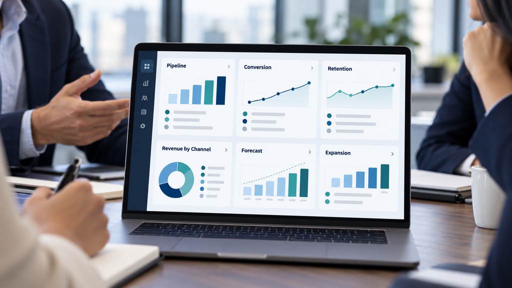 Chief Revenue Officer dashboard tracking pipeline, conversion, retention, and forecasting