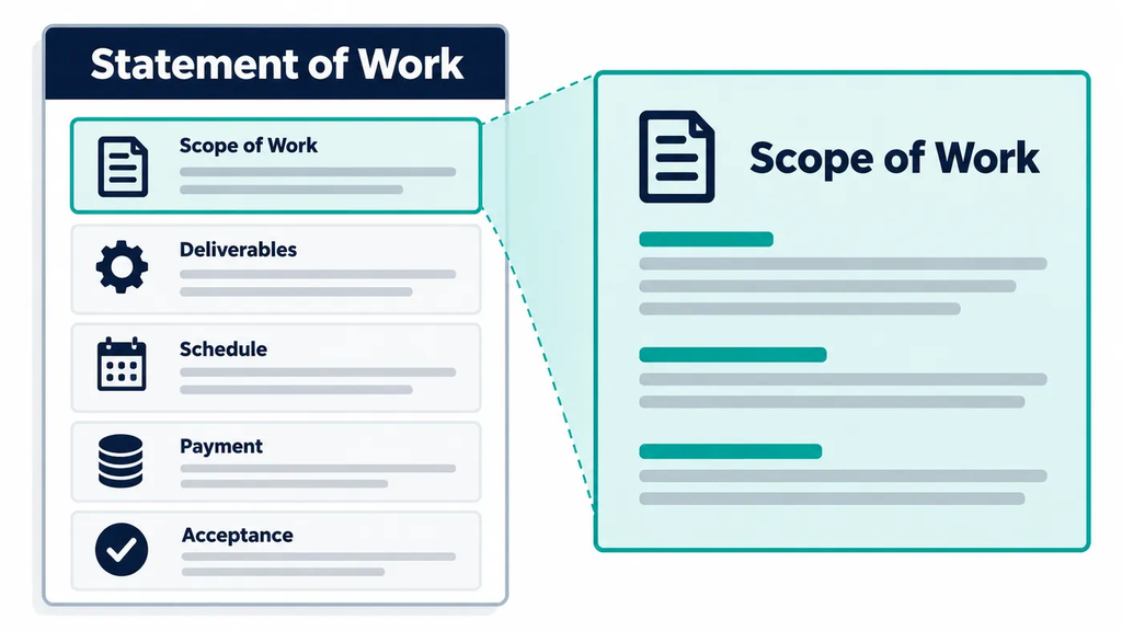 Statement of work compared with its scope of work section.