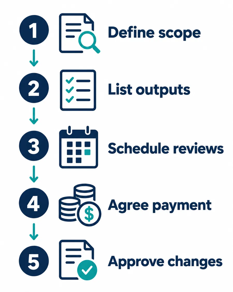 Five steps for drafting and reviewing a statement of work.