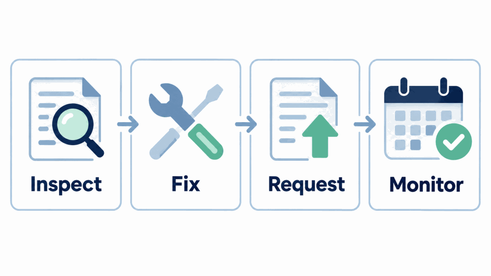 Inspect, fix, request indexing, and monitor a missing website page